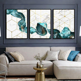 Teal Seams Geometric Canvas