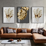 Black And Gold Leaves Canvas