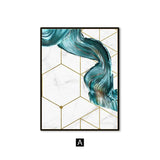 Teal Seams Geometric Canvas