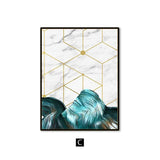 Teal Seams Geometric Canvas