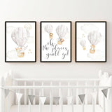 Baby Animals Air Balloon Cartoon Canvas