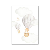Baby Animals Air Balloon Cartoon Canvas