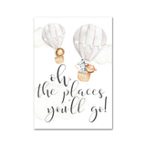 Baby Animals Air Balloon Cartoon Canvas