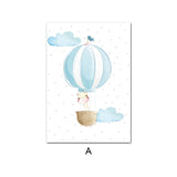 Blue Balloon Baby Animals Canvas