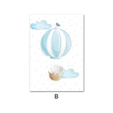 Blue Balloon Baby Animals Canvas