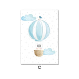 Blue Balloon Baby Animals Canvas