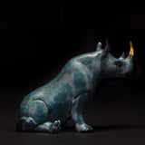 Gazing Rhino Solid Copper Sculpture