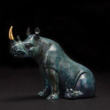 Gazing Rhino Solid Copper Sculpture