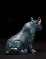 Gazing Rhino Solid Copper Sculpture