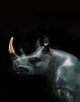 Gazing Rhino Solid Copper Sculpture
