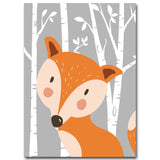 Rabbit Fox & Bear Cartoon Canvas