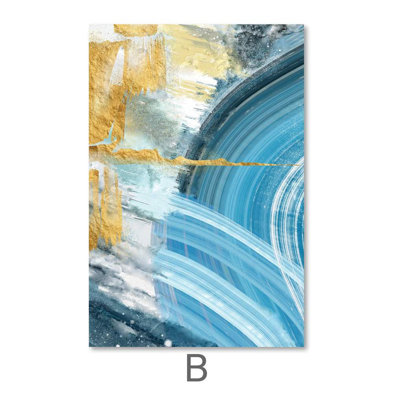 Blue Yellow Abstract Canvas