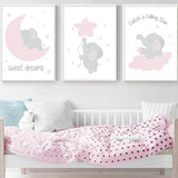 Pink Elephant Sweet Dreams Canvas