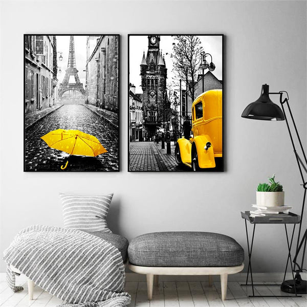 Yellow London Taxi Canvas