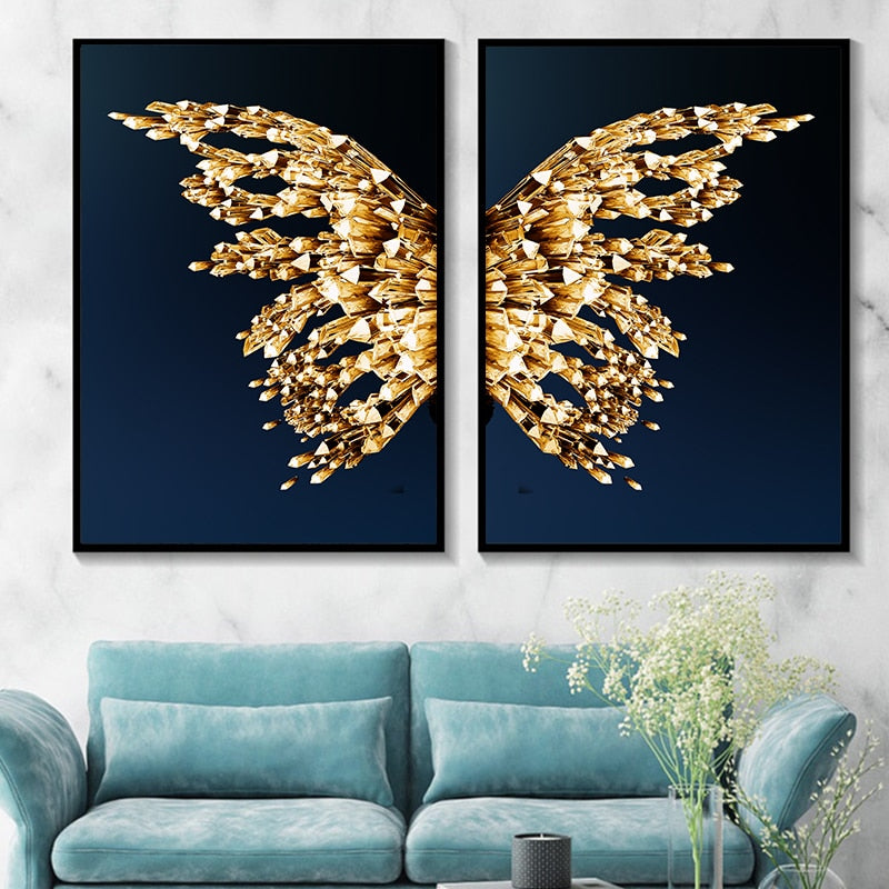 Golden Butterfly Wings Canvas