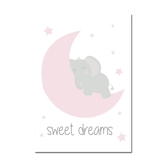 Pink Elephant Sweet Dreams Canvas