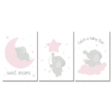 Pink Elephant Sweet Dreams Canvas