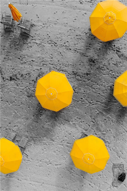 Beach Umbrellas In Yellow Canvas