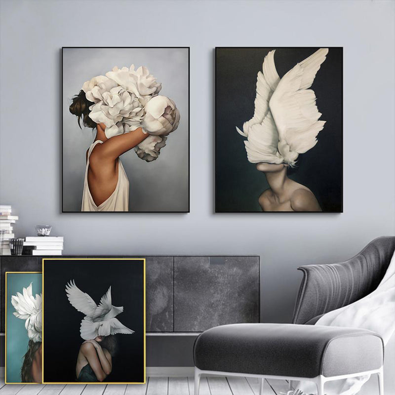 Flowers And Feathers Canvas