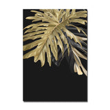 Tropical Gold And Black Leaf Canvas