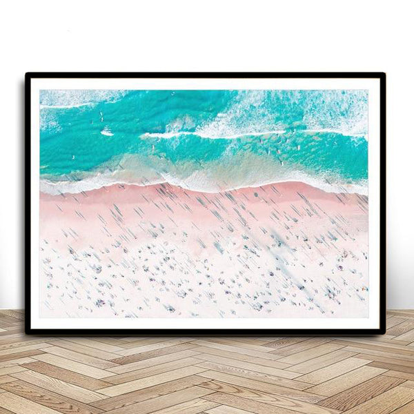 California Beach Pink And Teal Canvas