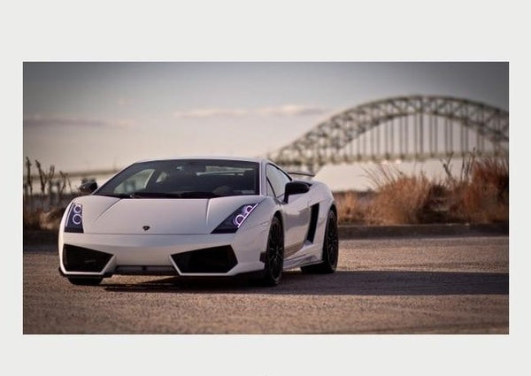 White Lamborghini Bridge Backdrop Canvas