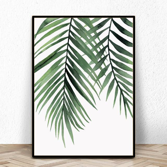Watercolor Green Leaves Canvas