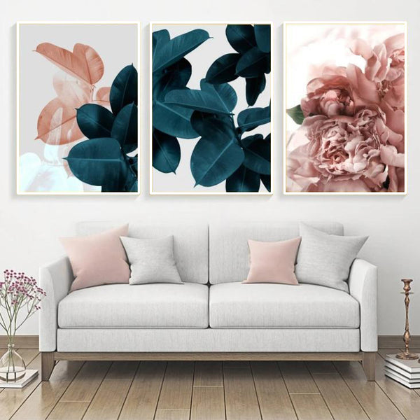 Leaves And Peony Canvas
