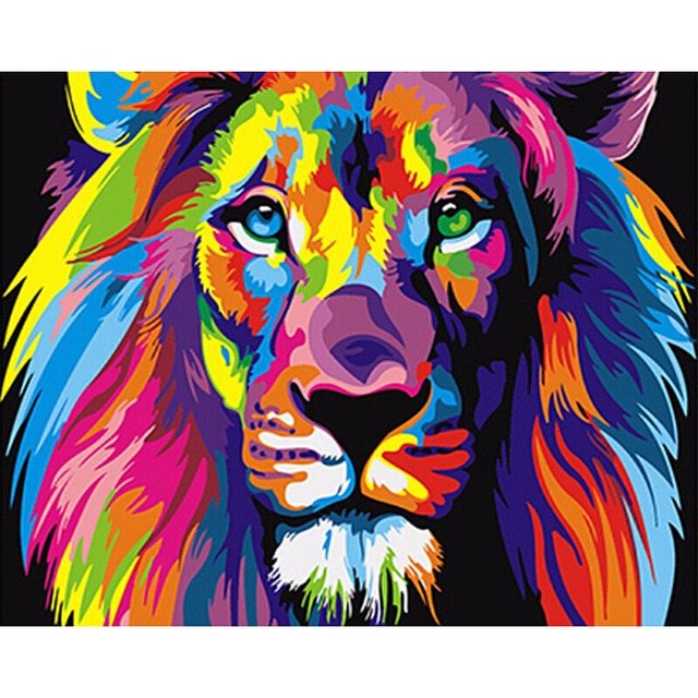 Neon Lion Canvas