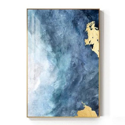 Modern Blue Gold White Sands Abstract Canvas