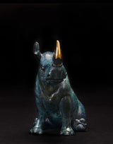 Gazing Rhino Solid Copper Sculpture