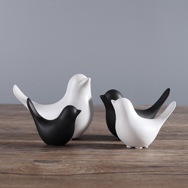 Black And White Doves Figurines